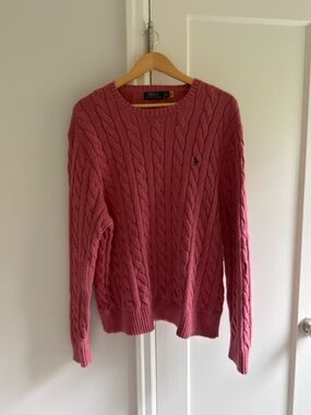 Polo by Ralph Lauren Rose Cable-Knit Crewneck Sweater